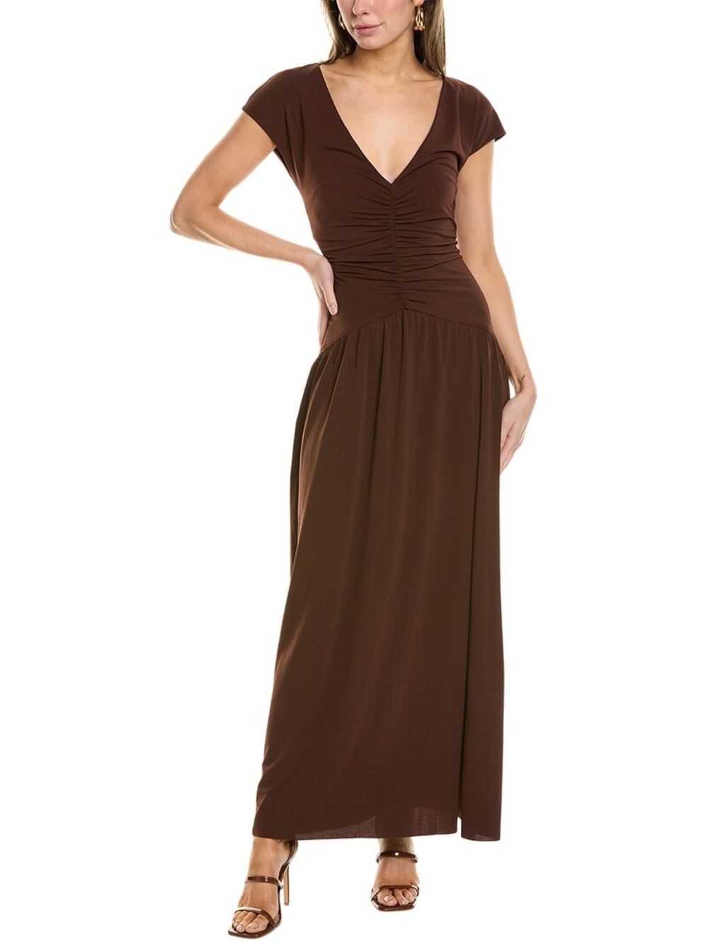 bec + bridge Brown Gianna Ruched Maxi Dress